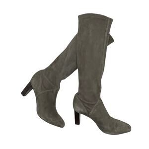 Cole Haan Women's Nike Air Gray Suede Stacked Heel Tall Boots Size 8B